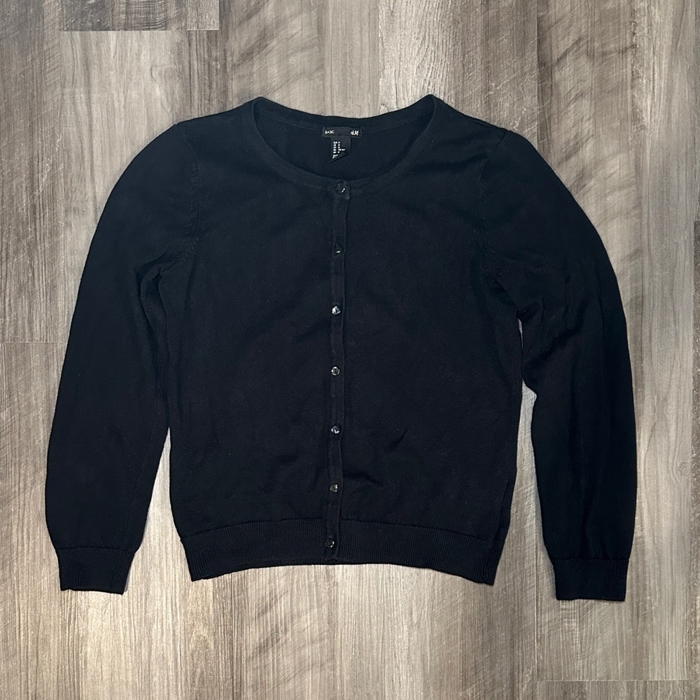 H&M Basic Classic Black Cardigan Sweater - Medium